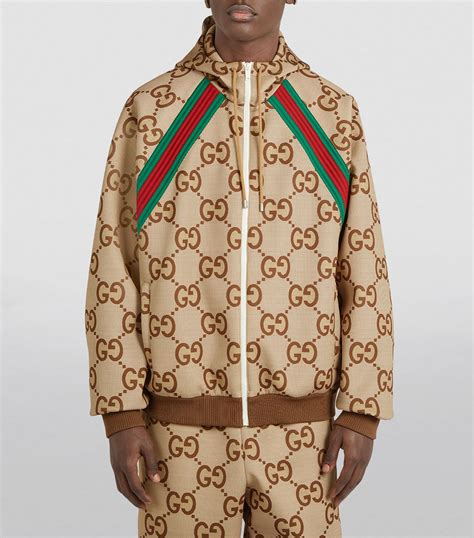 gucci windbreaker hooded jacket|Gucci gg print jacket men's.